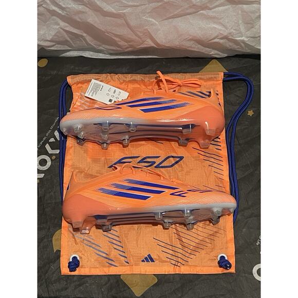 New Men’s 13 Adidas F50 Elite FG Beam Orange Lucid Blue Soccer Cleats JH7618 main image 8